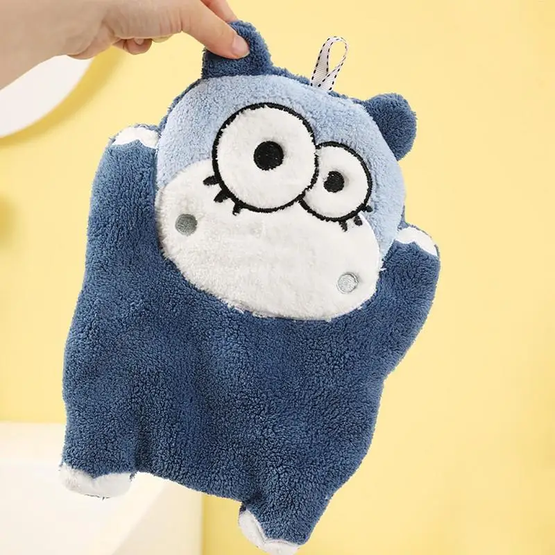 Animal Hand Towel Microfiber Coral Fleece Absorbent Towel Quick Dry Super Soft Hand Dry Towels With Loop For Home