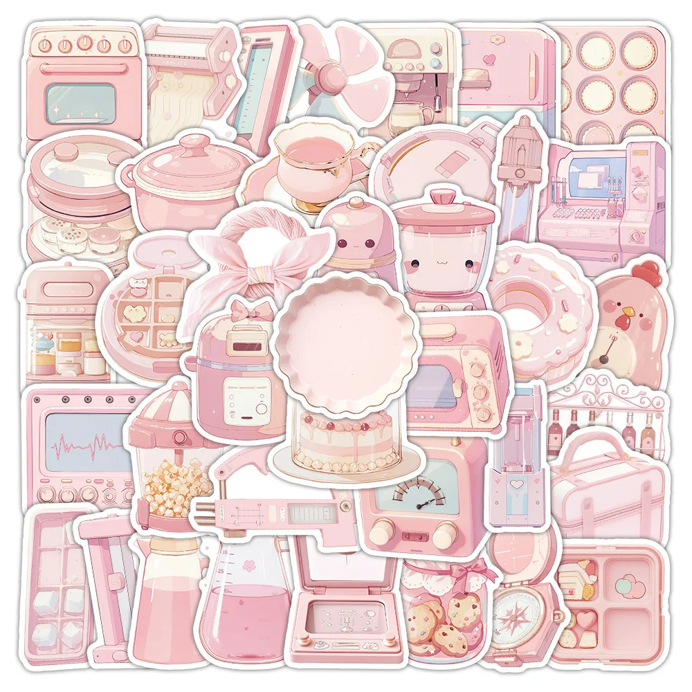 

60PCS Cartoon INS Style Pink Bakery Cute Fun Graffiti Stickers Decorative Waterproof Luggage Pencil Box Desk Bike Decal Toy Gift