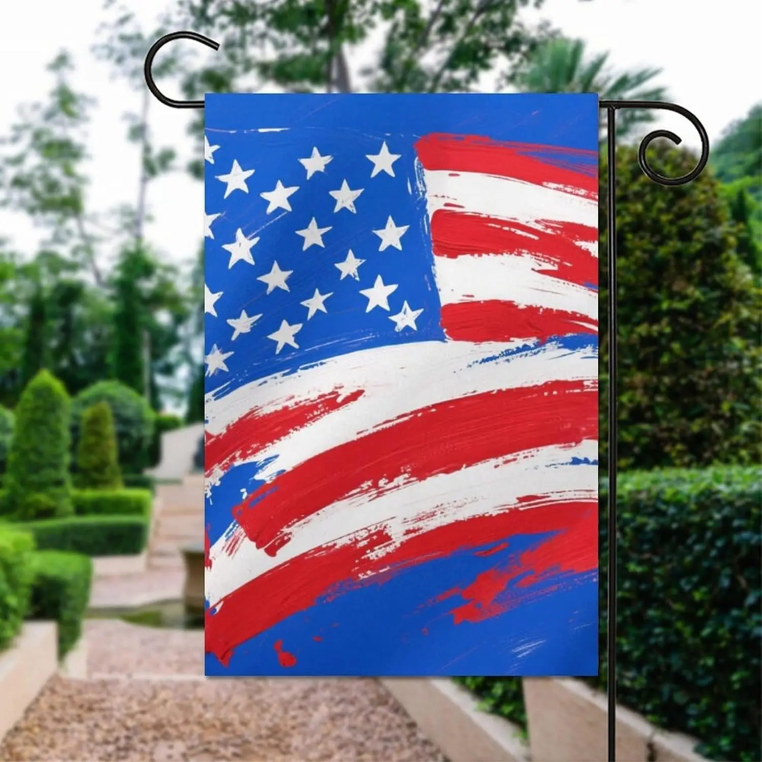 علم حديقة مقاوم للرياح مقاس 12 × 18 بوصة - علم أمريكي فني مقاوم للبهتان، أعلام وطنية أمريكية للحديقة الخارجية KZA