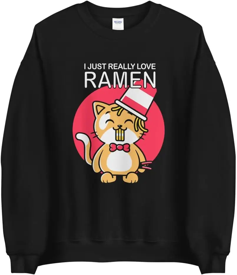 I Just Really Love Ramen Cat Noodle Kawaii Cute Women Men Plus Size Crewneck Sweatshirt