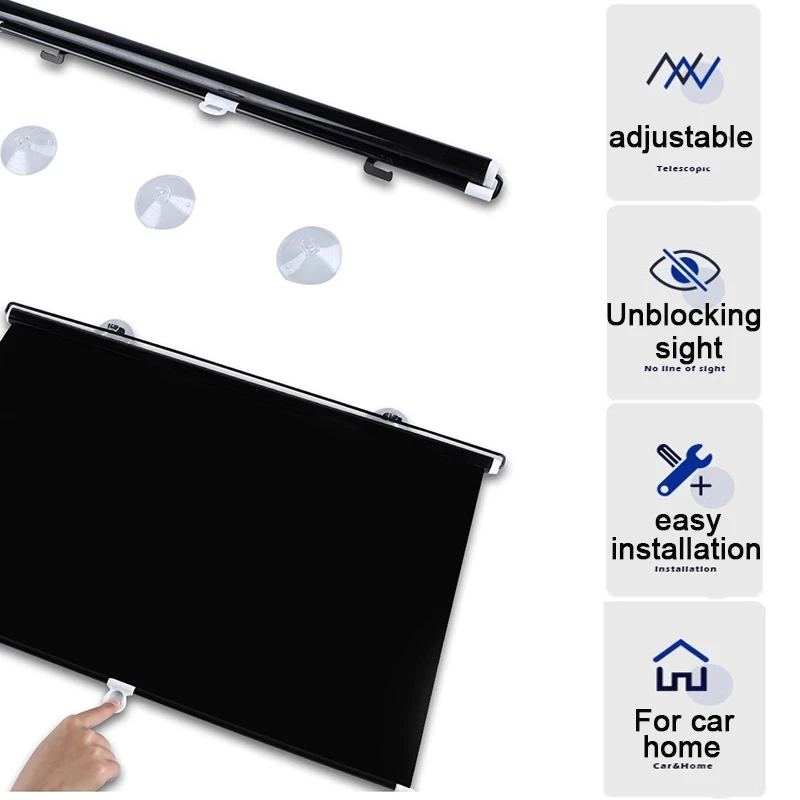 Universal Roller Blinds Suction Cup Sunshade Blackout Curtain Car Bedroom Kitchen Office Window Sun-shading Curtains Nail-free