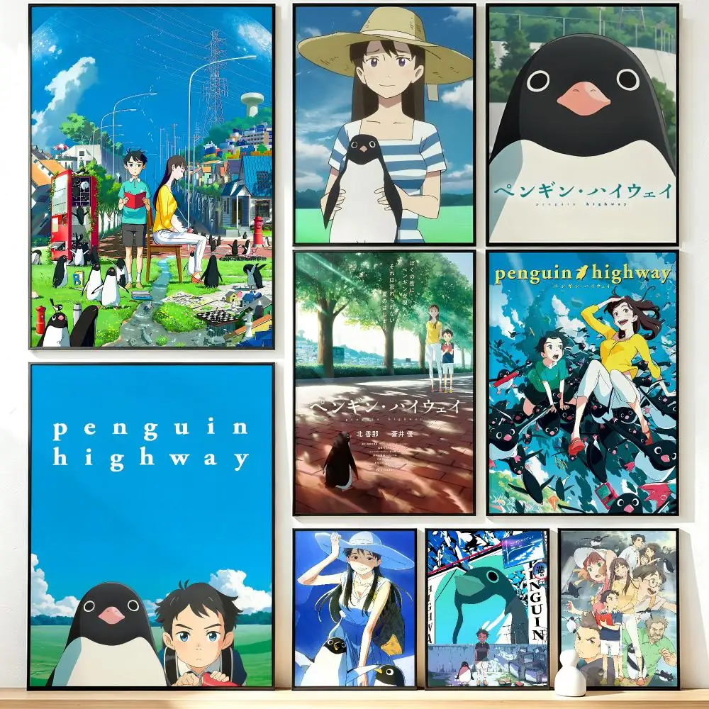 Modern Aesthetic Wall Art Poster anime Penguin Highway Poster for Office Home Decor Interior Large Wall Picture Print