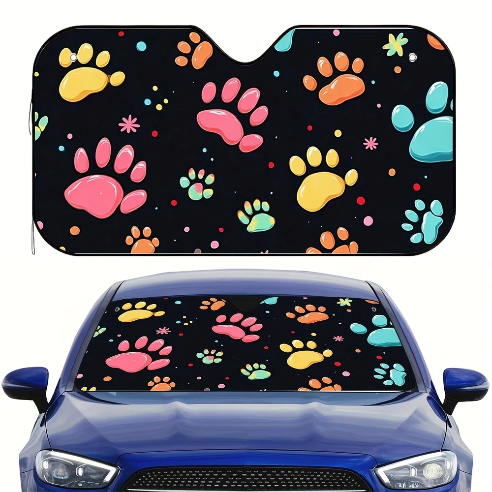 

1 шт. Автомобильный солнцезащитный козырек с ярким принтом лап — красочный дизайн собачьей лапы, легко уменьшающий прямой солнечный свет, повышает комфорт вождения, Univer