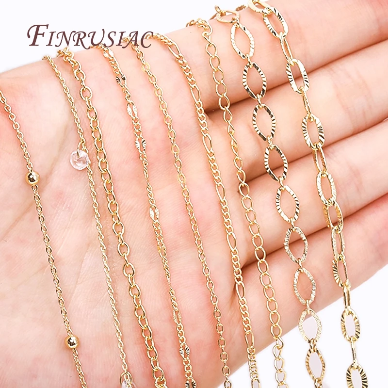 Multi Styles Metal Bulk Chains Wholesale High Quality 14K Gold Plated Spool Chains For DIY Handmade Jewellery Making Supplies