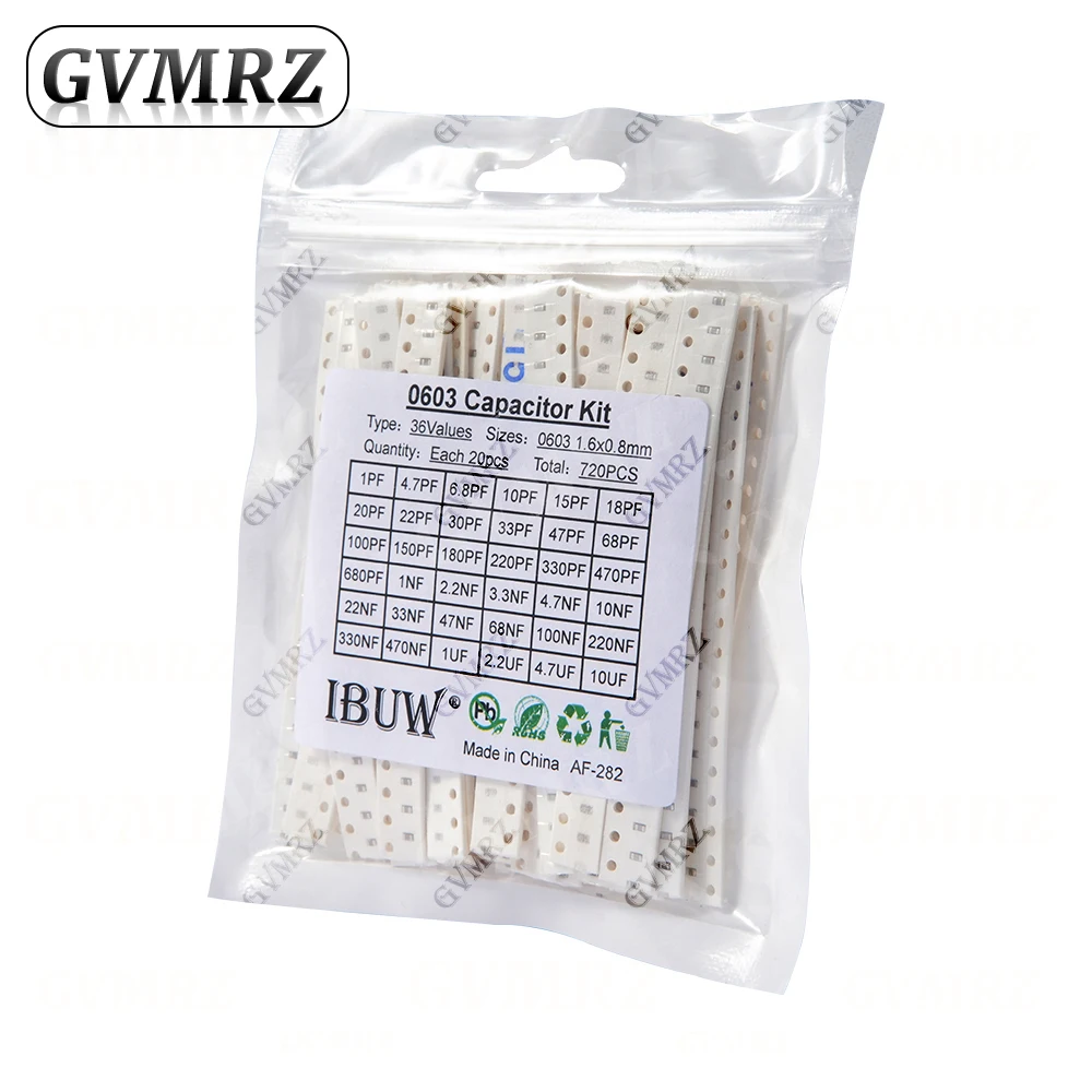 0603 0402 0805 1206 SMD Keramische Condensator Assortiment Set 1pF - 10uF 100PF 10NF 100NF 0.47UF 1UF Chip Capaciteit Set 10uF 8uF 7uF