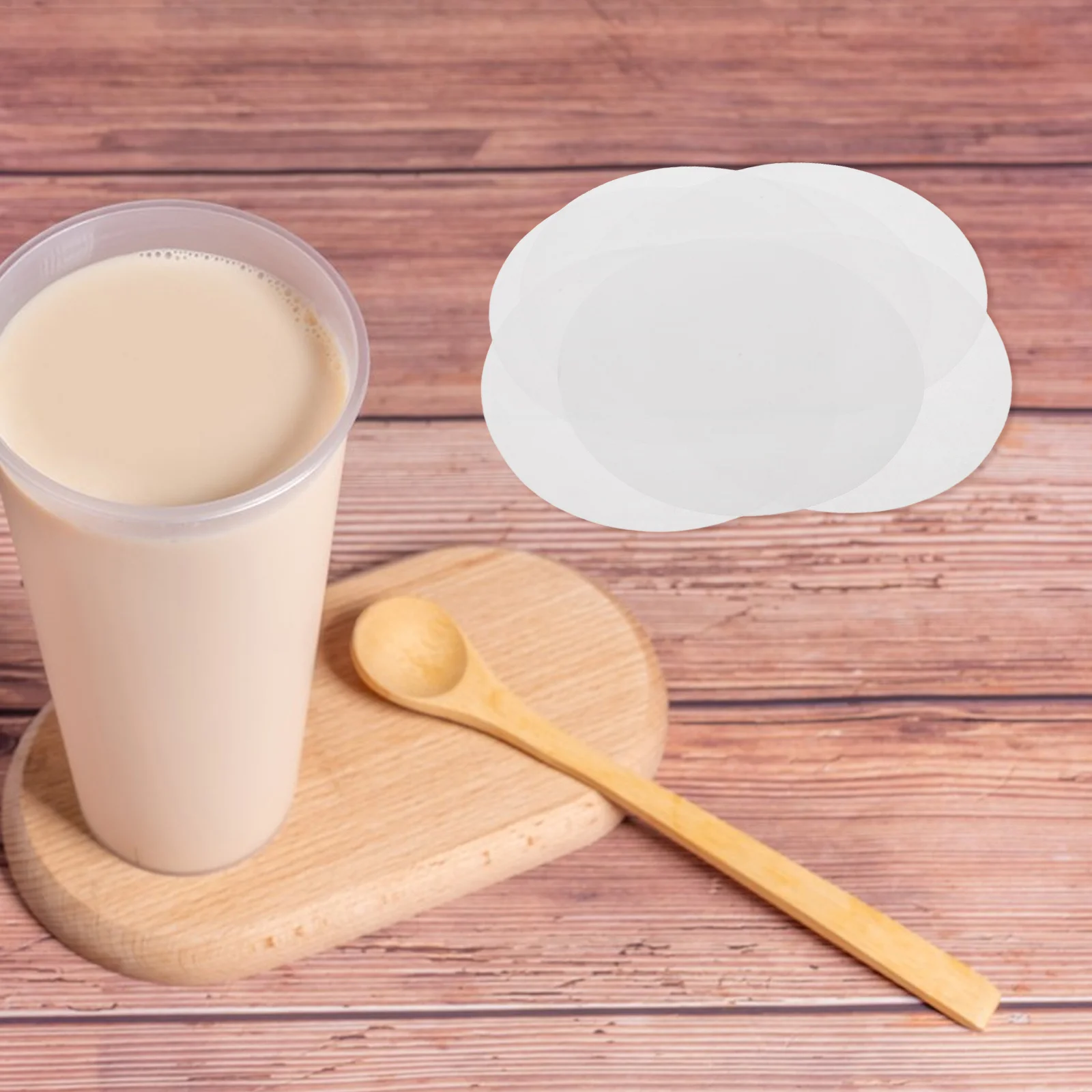 

1000Pcs Leakproof Cup Covers Round Lid Sealer Paper Pads 12 Inch Non Punched Spill Proof Drink Protection for Coffee Milk Tea