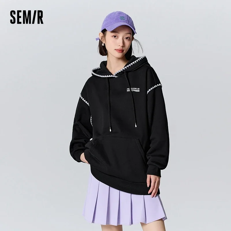 

Semir Sweatshirt Women Mid-Length Polar Fleece Winter 2023 New Heat Storage Antibacterial Hooded Sweatshirt