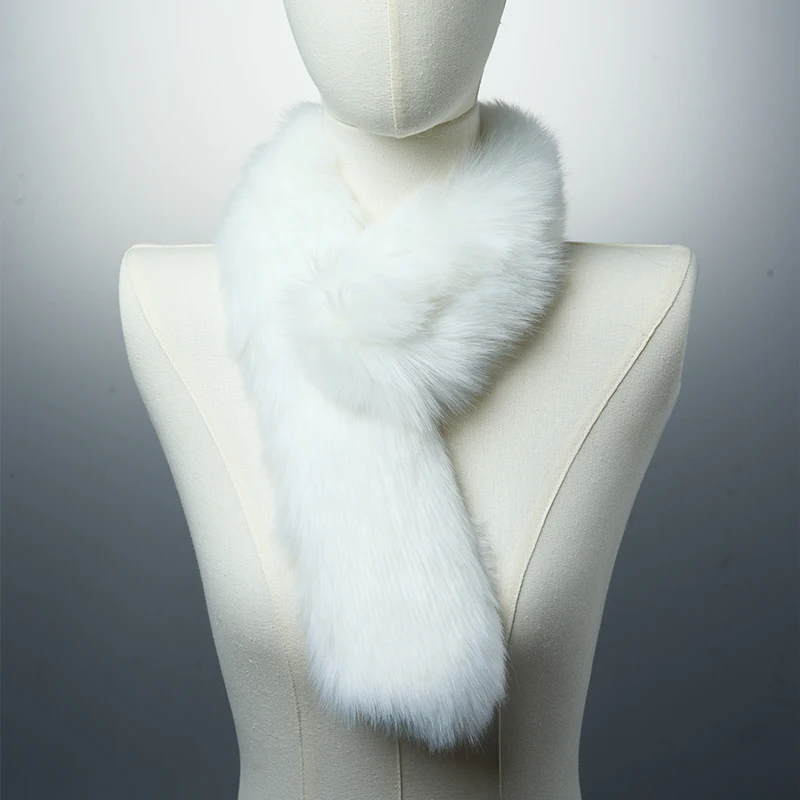 Imitation Fox Fur Shawl Scarf for Women Winter Detachable Neck Warmer Wrap Scarves Female Thick Warm Plush Collar Scarf