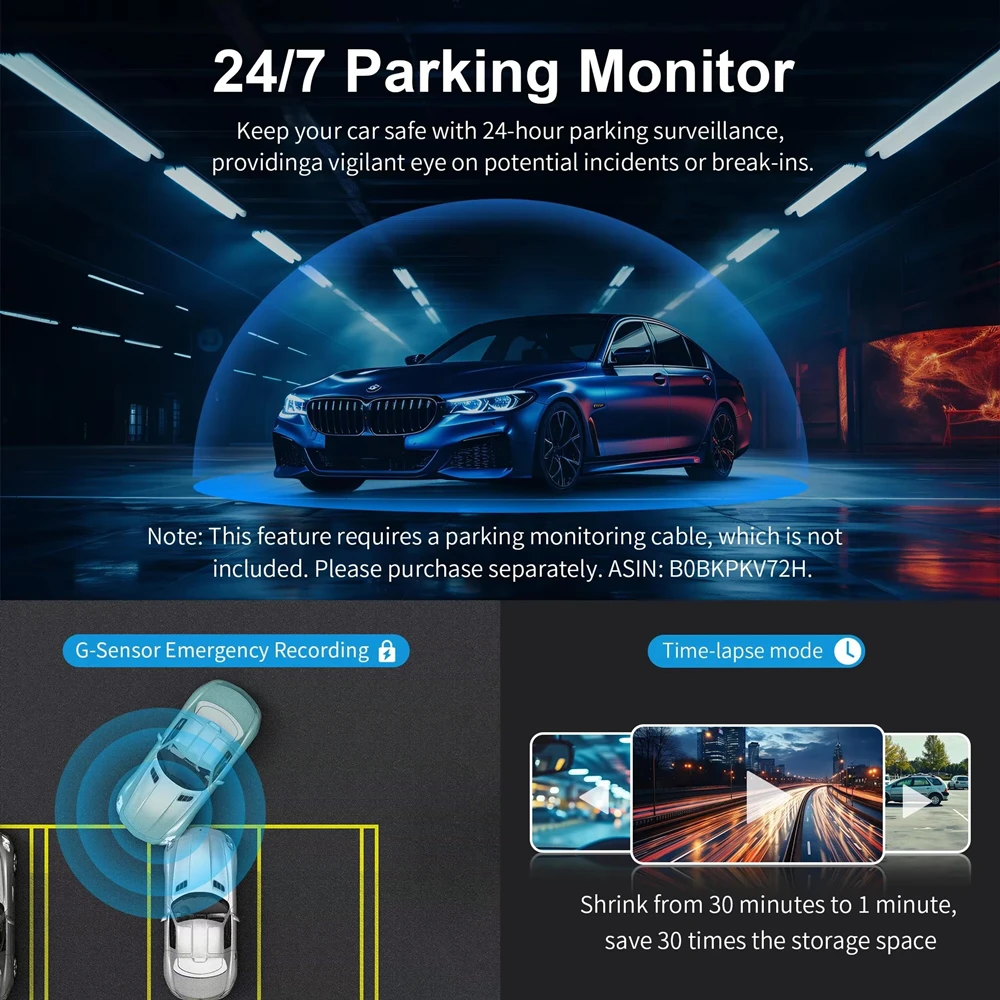 ACCEO 4K 차량용 블랙박스 전방 카메라 DVR 야간 시야 GPS WiFi 24시간 주차 영상 녹화 루프링 자동 녹화 기능 탑재 썸네일 6