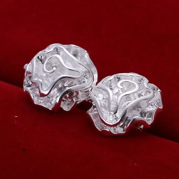 beautiful lovely style fashion 925 Sterling Silver women elegant rose flower stud Earring Jewelry  cute weddinG
