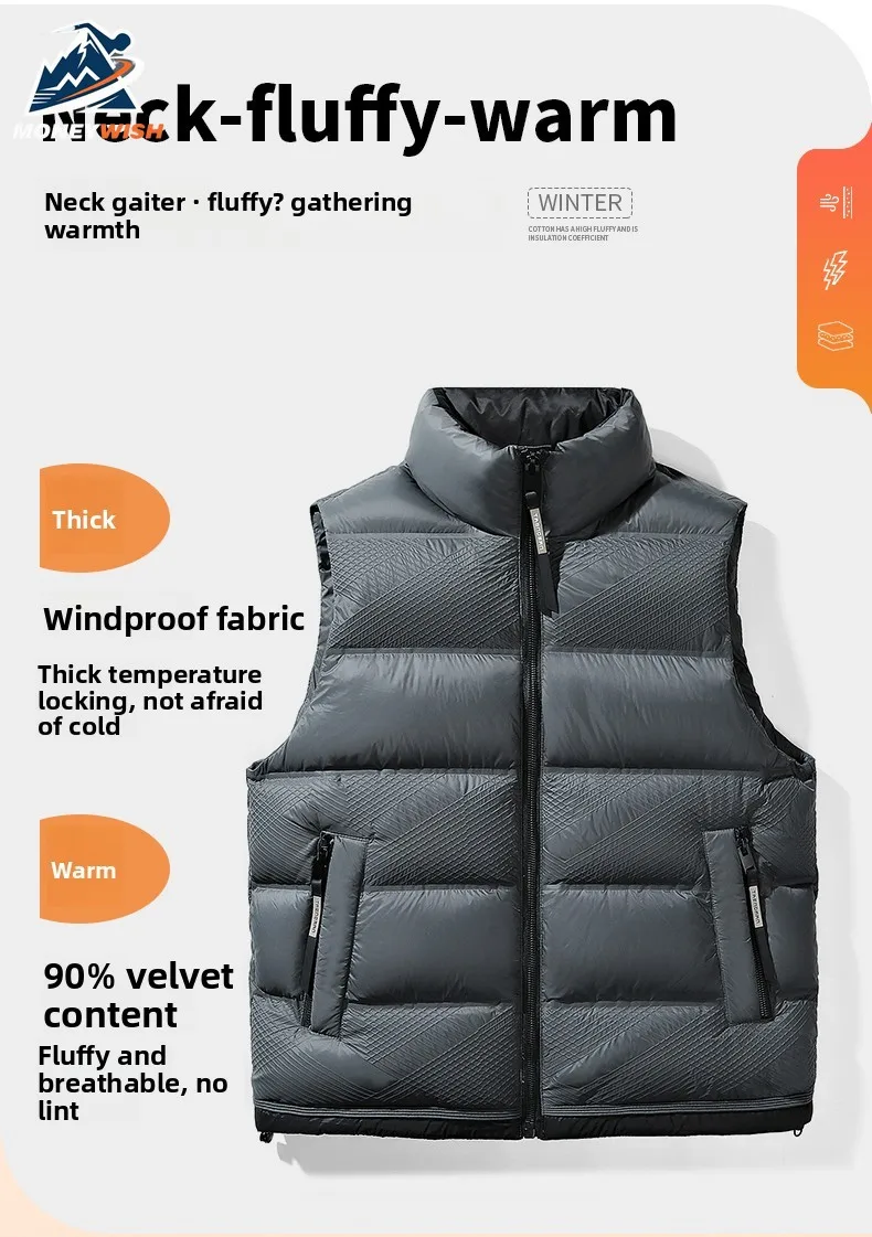 MONEYWISH الرجال أسفل سترة 90% الأبيض بطة أسفل القطن سميكة الباردة والدليل على ودافئة الكتف الملابس في الهواء الطلق الترفيه الشتاء أسفل سترة