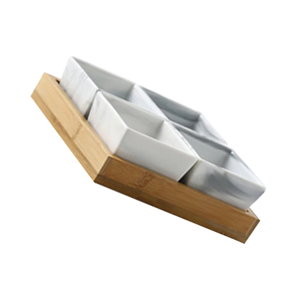 

Marble Fruit Tray Grey Plate Food Storage Dried Snack Creative Candy Dish Bamboo