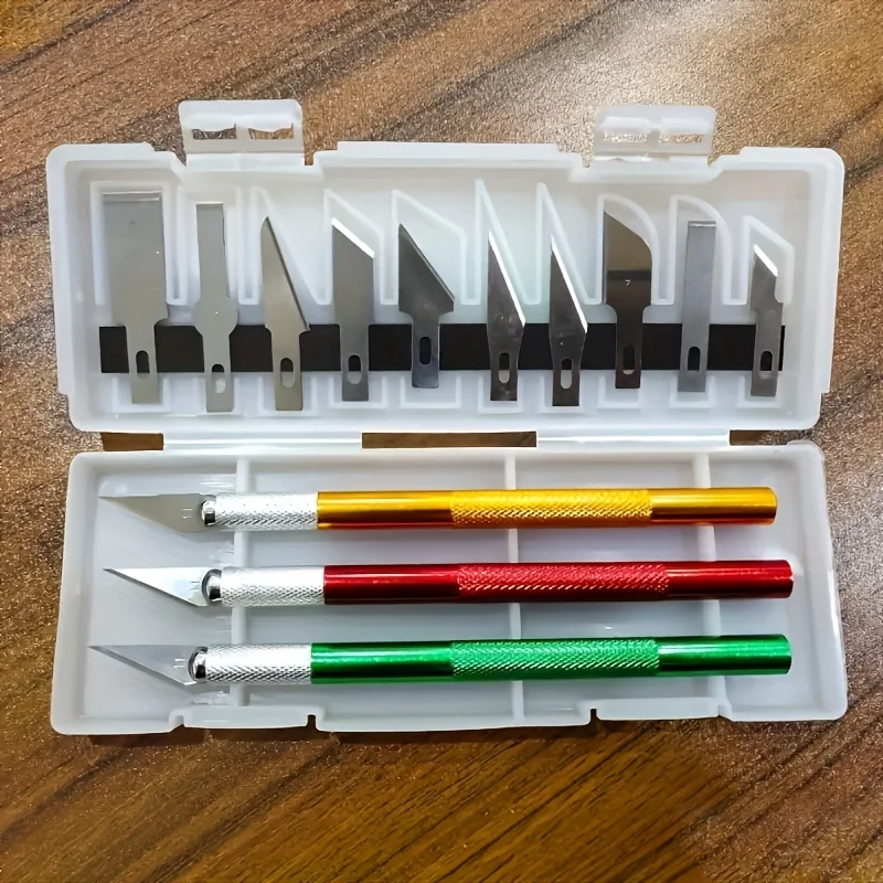13pcs Aluminum Alloy Engraving Knife Set,Multifunctional Cutting Tools for Paper Craft,Stamp Carving,Phone Film Cutting and DIY
