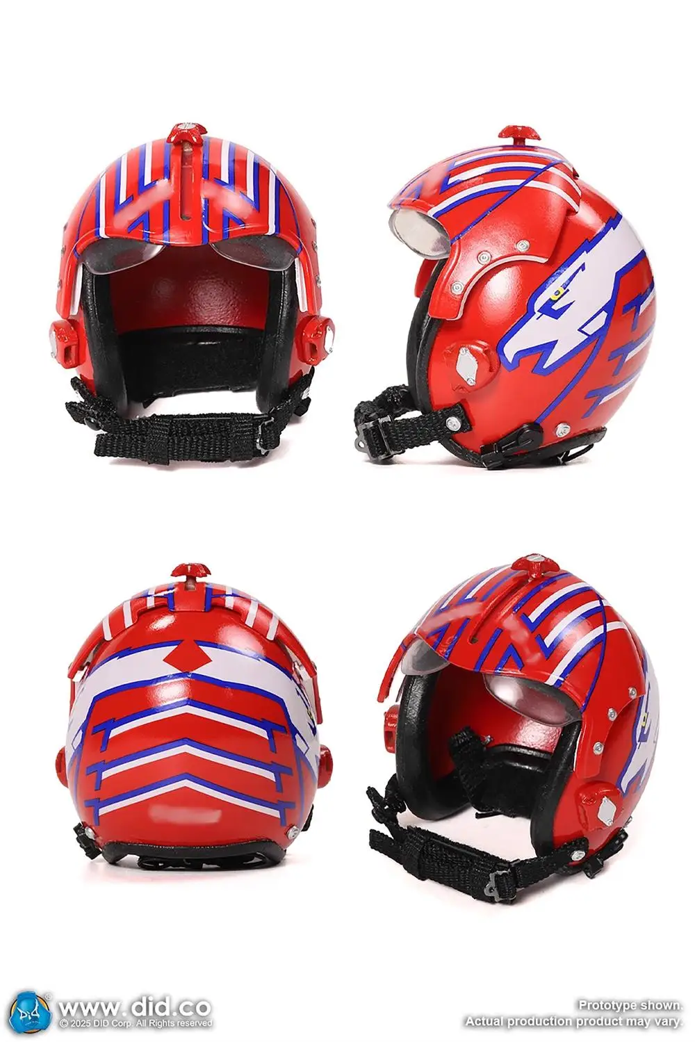 DID MA80182 US. Kask operacyjny żołnierza Piolet Czerwony srebrny kolor Zakładka dla psa Materiał PVC dla 12-calowej sceny lalki Element 1/6