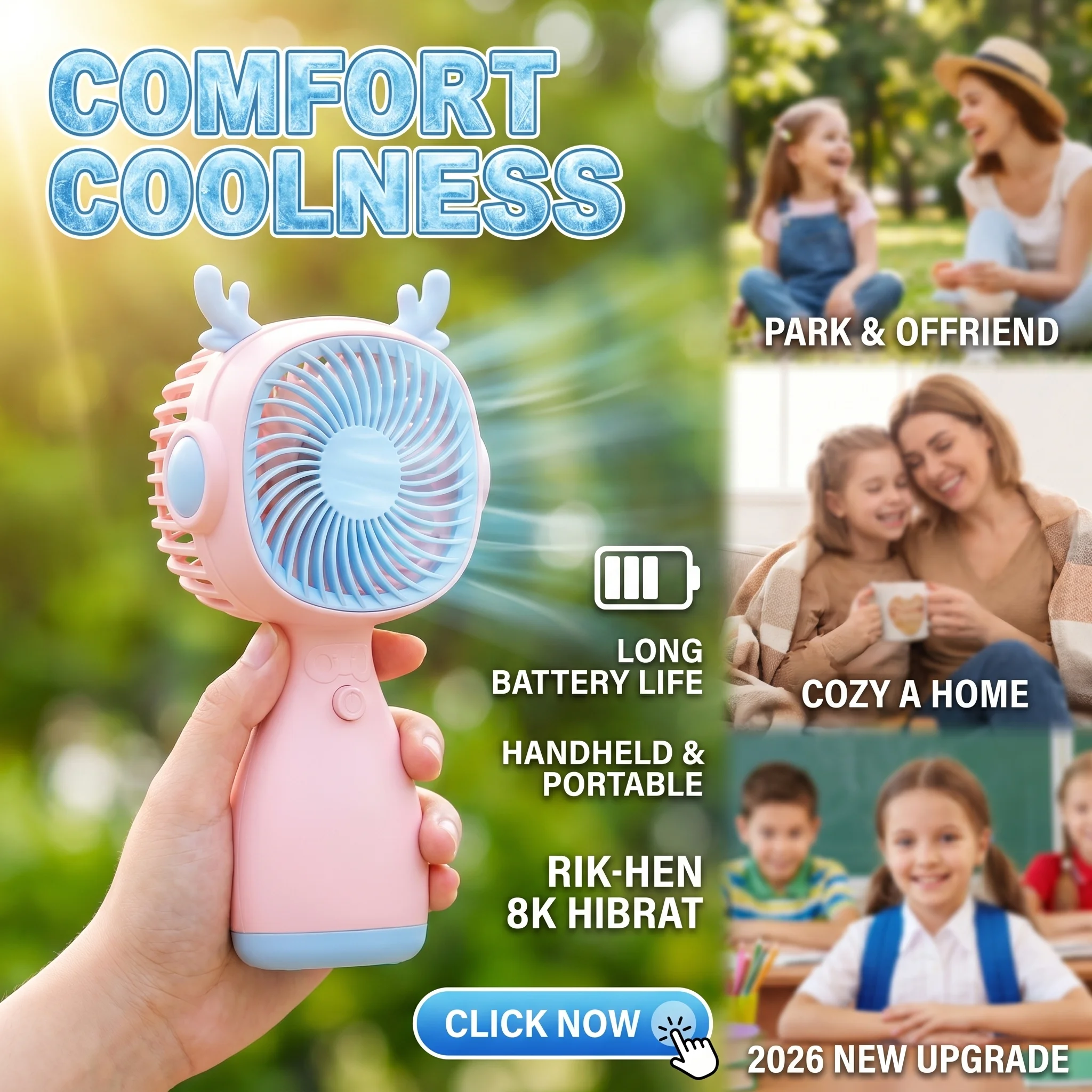 

2026 New Upgrade Mini Portable Fan Handheld Electric Fan For Home Outdoor Travel Camping Air Cooler Handheld Small Pocket Portab