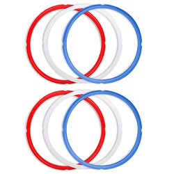 6Pcs Sealing Rings For Pot Accessories Of 8Qt Models, Replacement Silicone Seal Gaskets,Red,Blued,White