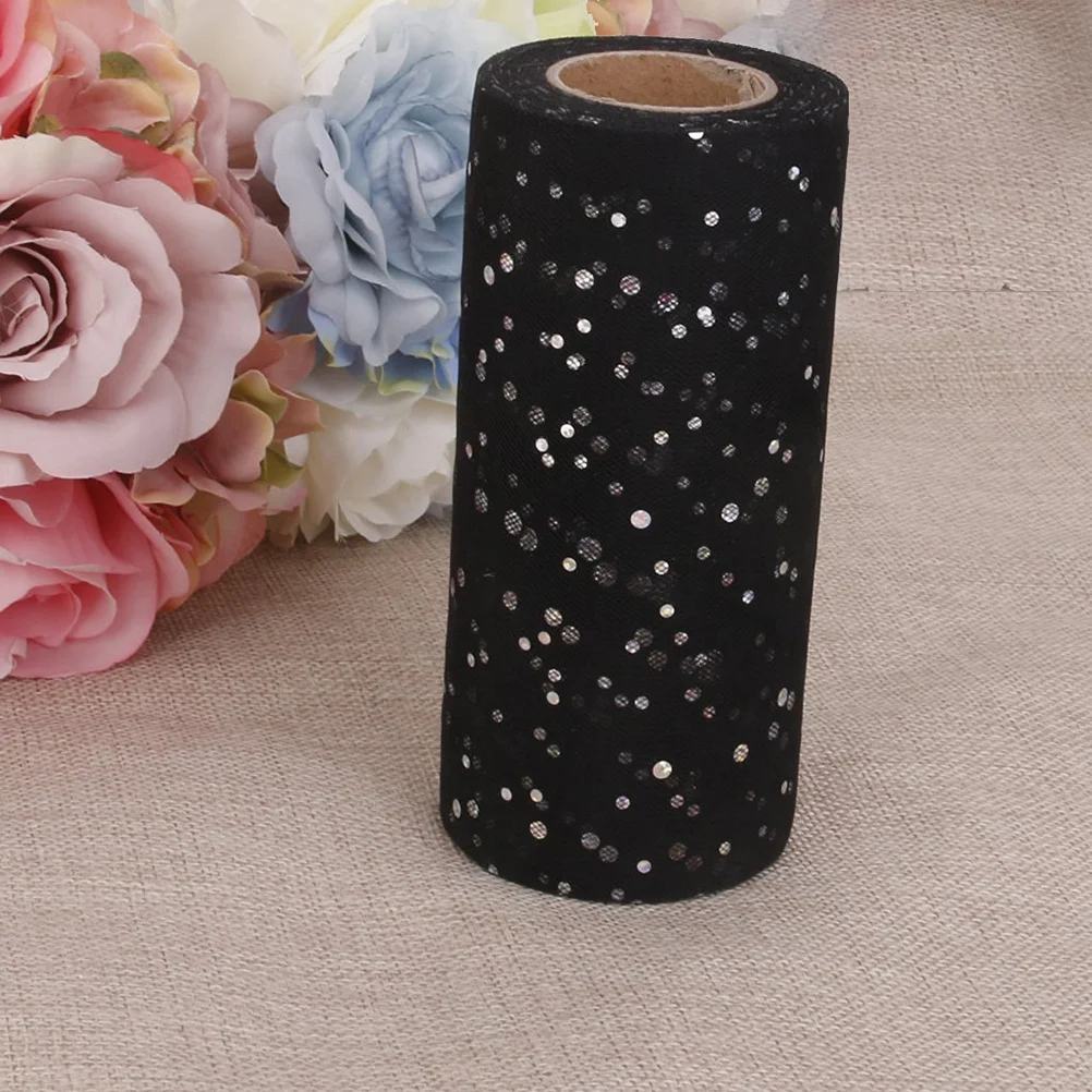 

24 Yards Black Sequin Tulle Roll Spool Net Fabric For Wedding Decoration Party Diy Craft Tutu Skirt Table Sash Gauze Material