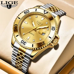 LIGE Top Brand Luxury Quartz Watches for Men Fashion Business Stainless Band Waterproof Lume Casual Sport Man Watch Reloj Hombre