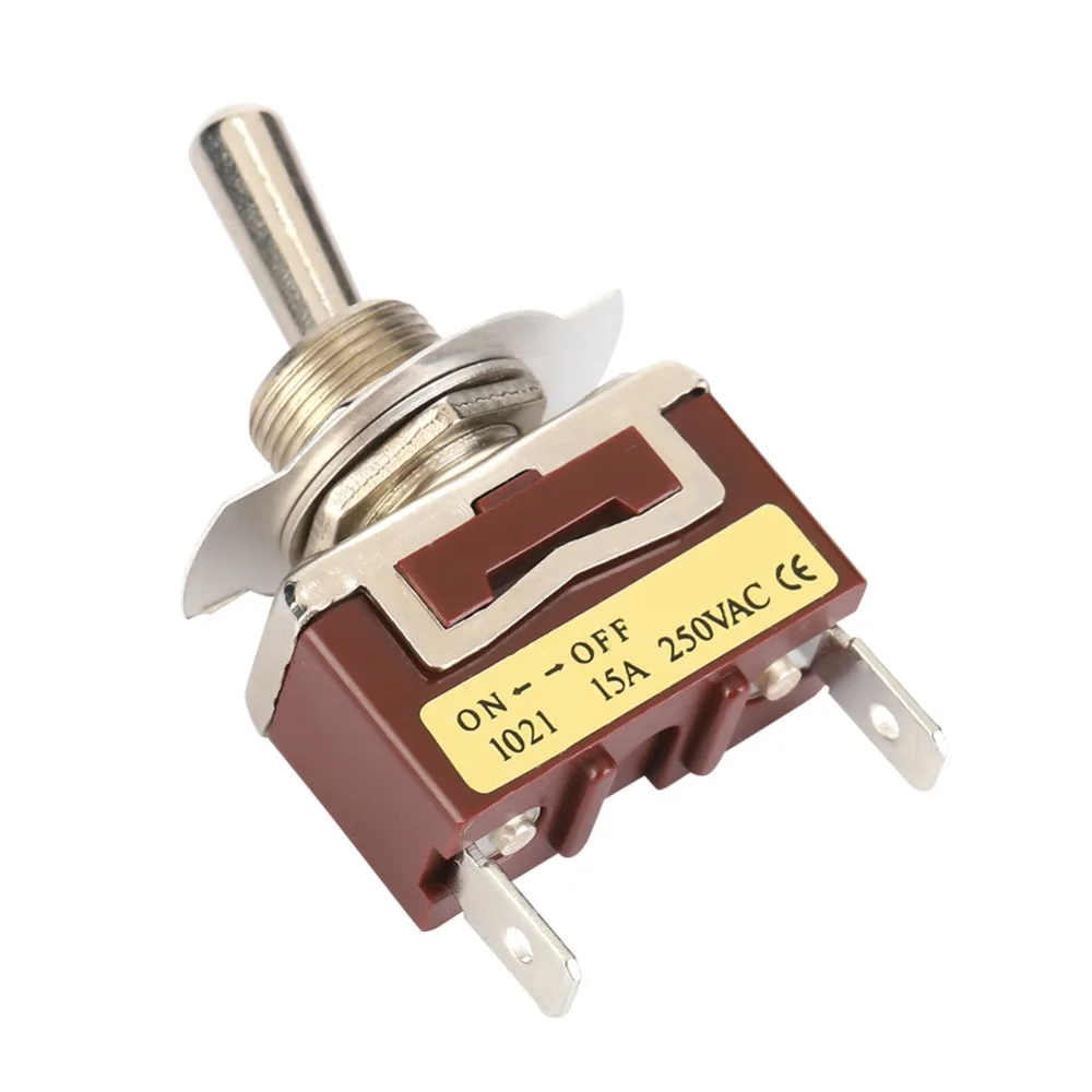 5PCS 6.3 Quick Pins Mini Toggle Switch 1021 15A 250V 2 Pin 2 Position ON-OFF Self-locking Compact Mechanical Valve Home Use