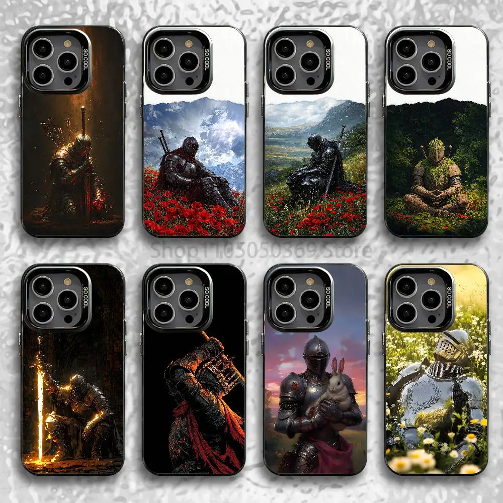 

D-DarkS-S-Souls Knight Aesthetic Phone Case For iPhone 14,16,12,15,13,17,11,E,Pro,Max,Plus,Air,Mini Black Soft Cover