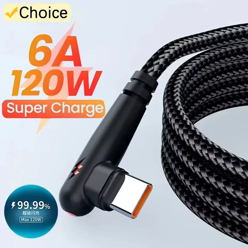 

Кабель USB Type-C 120 Вт, 90-градусный угловой, для быстрой зарядки мобильных телефонов Huawei Mate 40 30, Xiaomi, Samsung