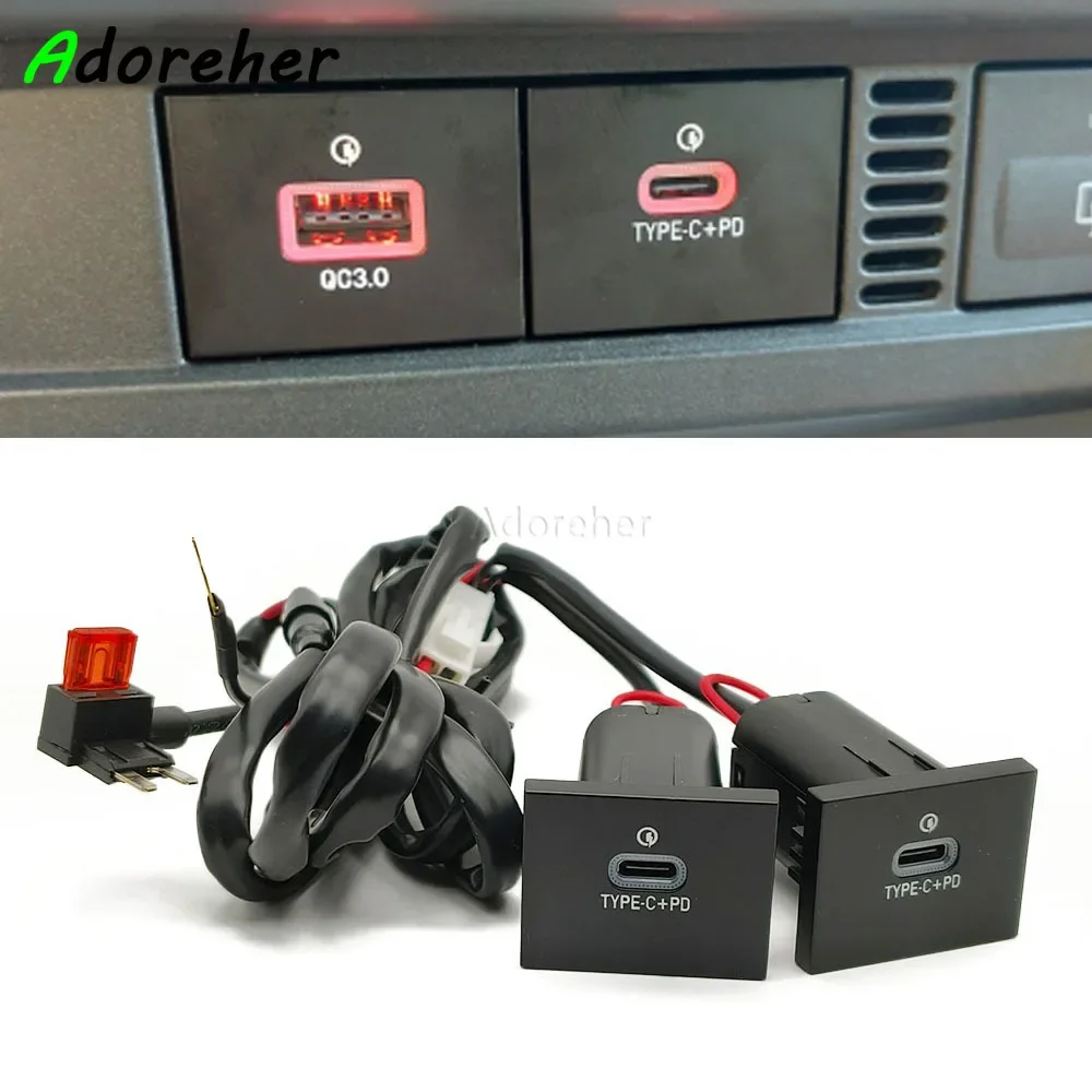 12V/24V Car Quick Charger Dual Type C PD Fast Phone Charging Socket interface Power fuse box Adapter Fit For Ford Focus