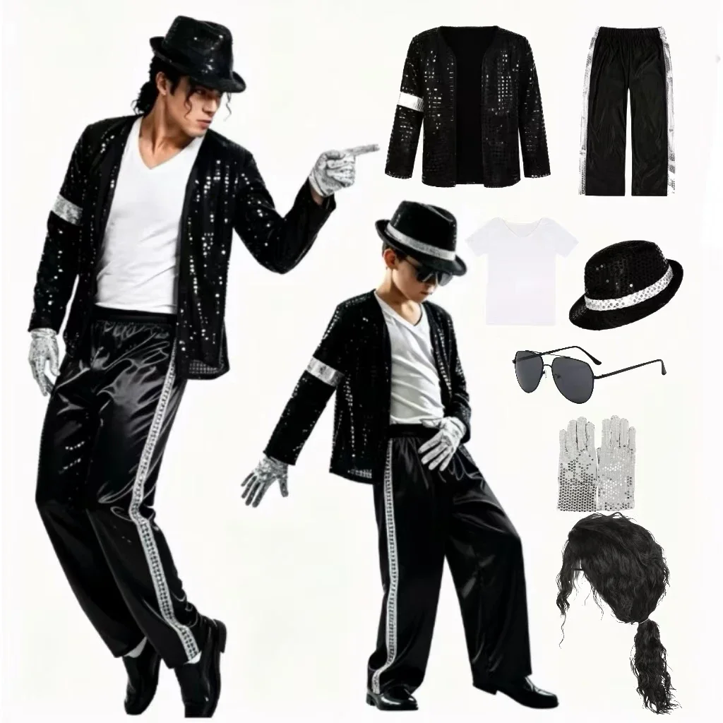 Boys Michael Jackson Cosplay Costume Stage 80s Pop Rock Hip-hop Jazz Clothes Halloween Party Outfit Suit Dance Wear view 4
