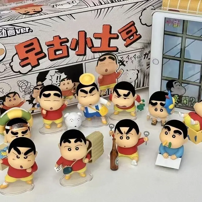 Crayon Shin-Chan temprano antiguo pequeña patata serie Nohara Shinnosuke caja ciega muñeca Kawaii decoración modelo figura de acción juguete