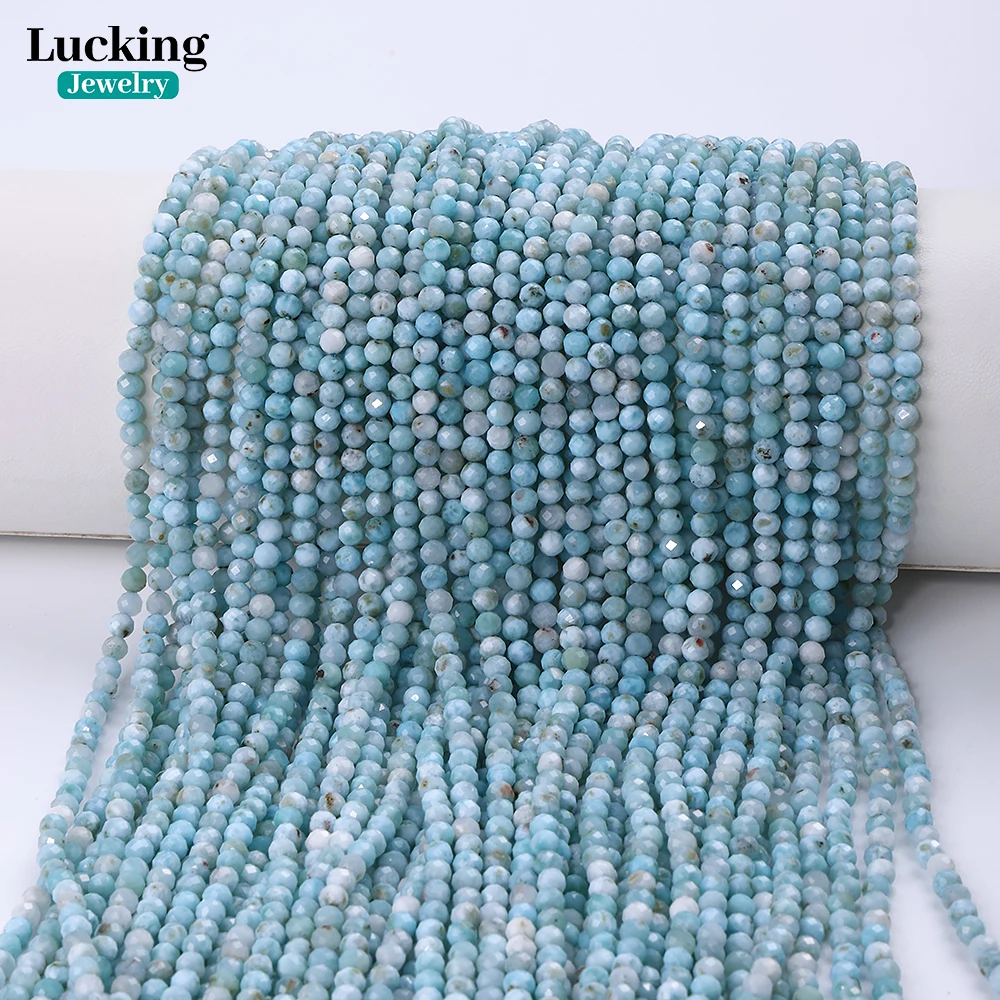

2025 New Natural Dominican Larimar Faceted Beads Strand for Bohemian Spiritual Jewelry Unisex Gift or Jewelry Making DIY
