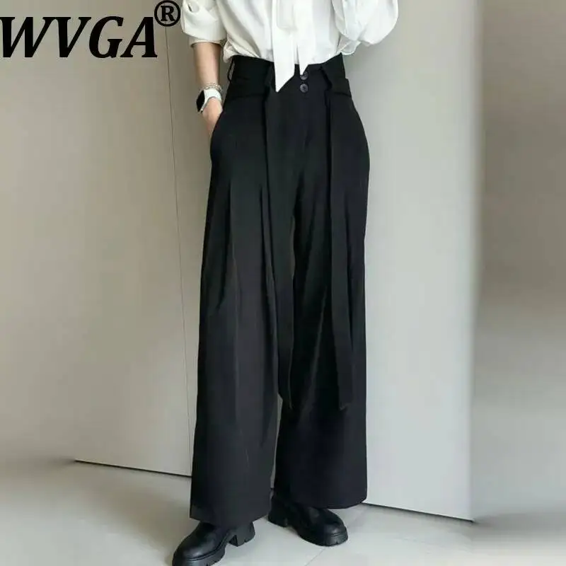 WVGA Spring Autumn New Men Yamamoto Style High-end Ribbon Design Trendy Suit Pants Niche Chic Casual Fashion Trousers Ins W26291