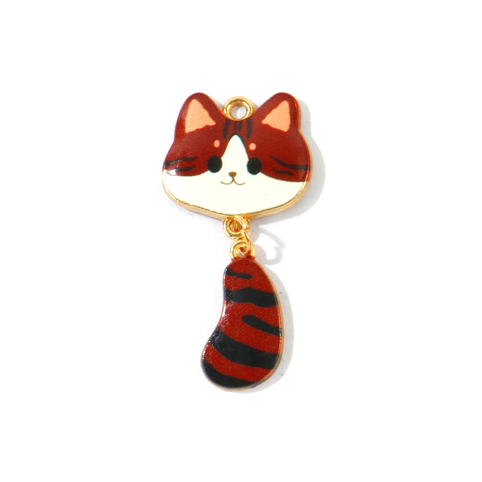 10 Stück Neue Cartoon-Katzen-Tier-Motiv-Anhänger, vergoldete Zinklegierung, mehrfarbige Emaille-Anhänger, DIY-Halskette, Armband, Schmuckgeschenk – Detail 4