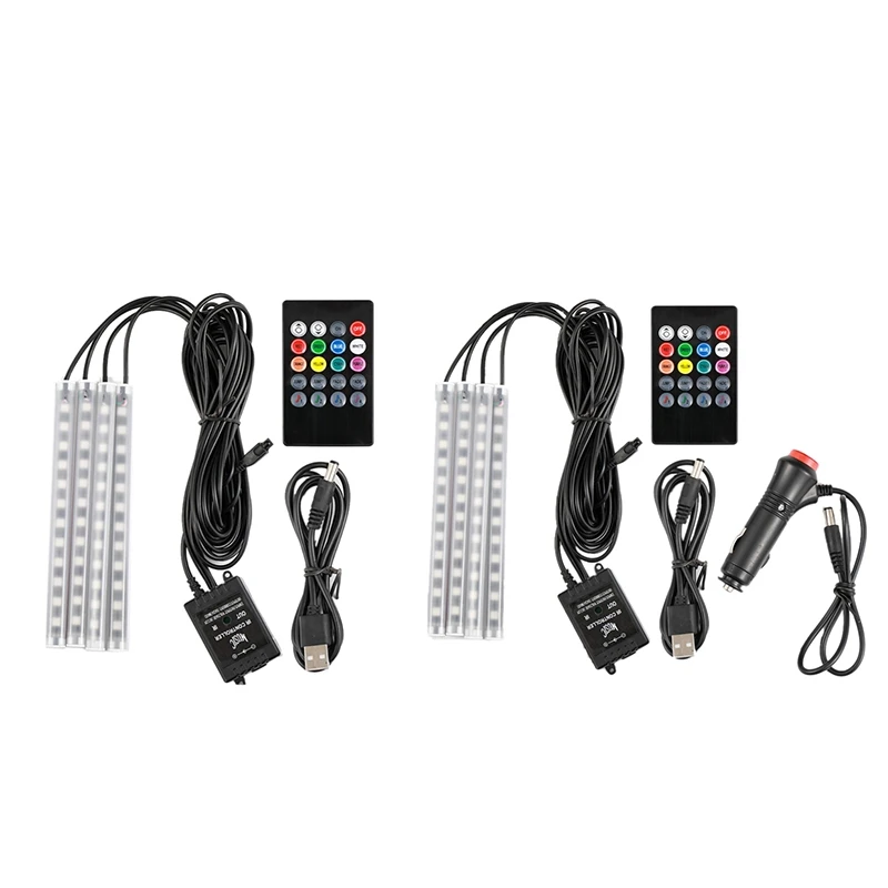 4Pcs RGB USB LED Strip Light Decor With Remote Voice Controlled Rhythm