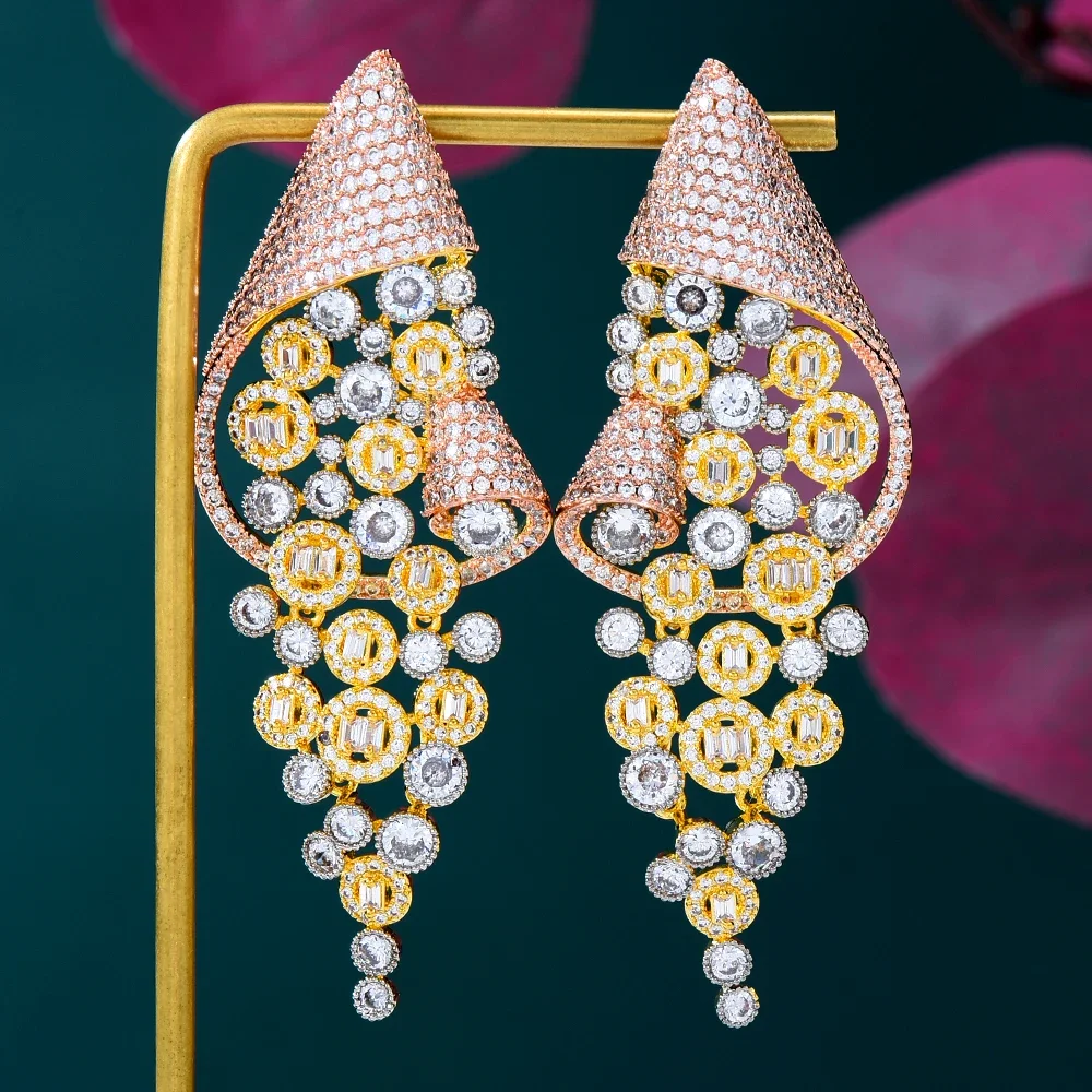 

KellyBola Jewelry Dubai Premium Full Cubic Zirconia Pendant Earrings Ladies Gorgeous Wedding Jewelry New Trends in 2021
