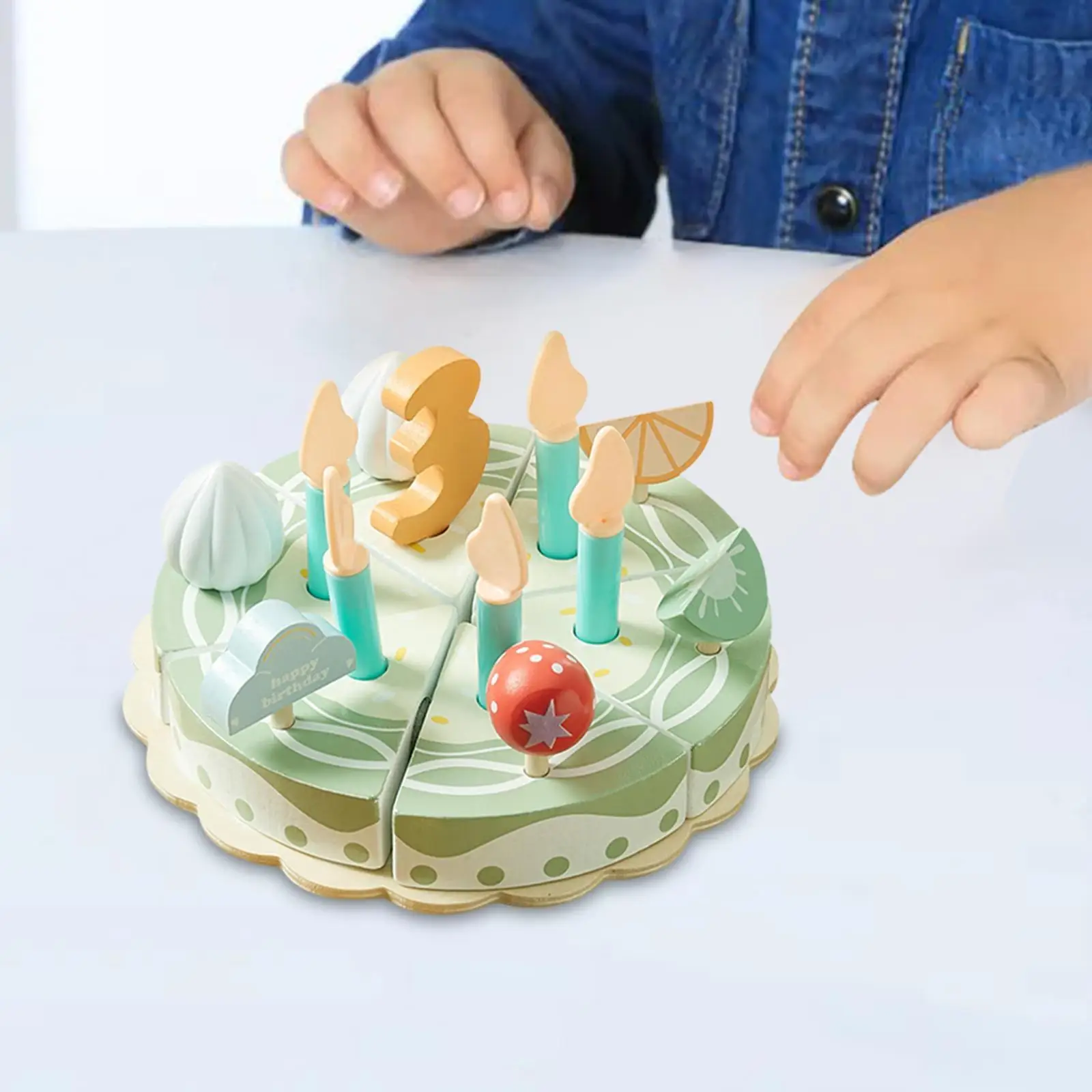 나무 생일 케이크 장난감 놀이, 창의적인 상상력 놀이, 주방 액세서리, 3 세 이상 어린 소녀