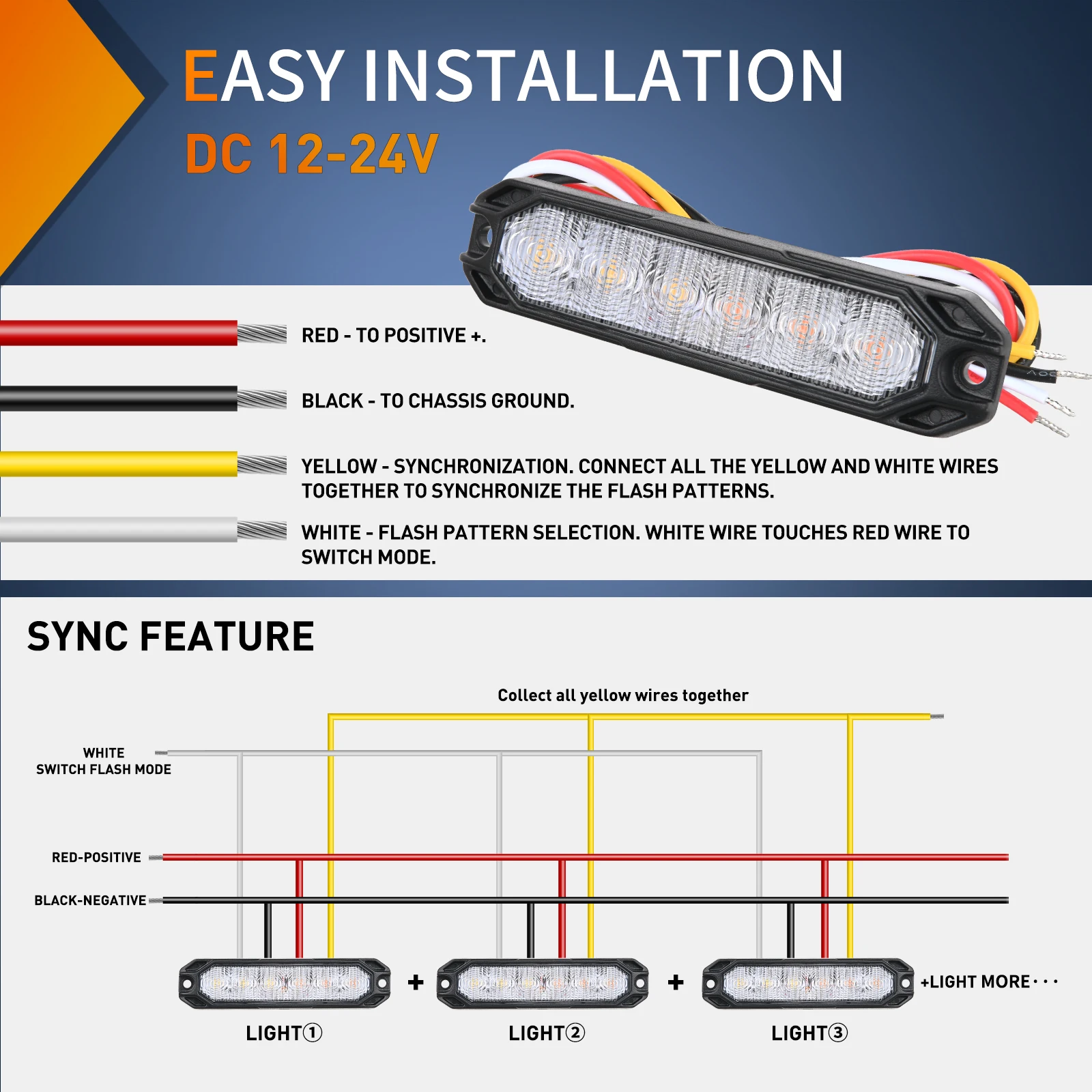 Nilight 4PCS Strobe Light Flashing Warning Hazard Light Ultra Slim Sync Feature Grille for Truck Off Road Vehicles SUV