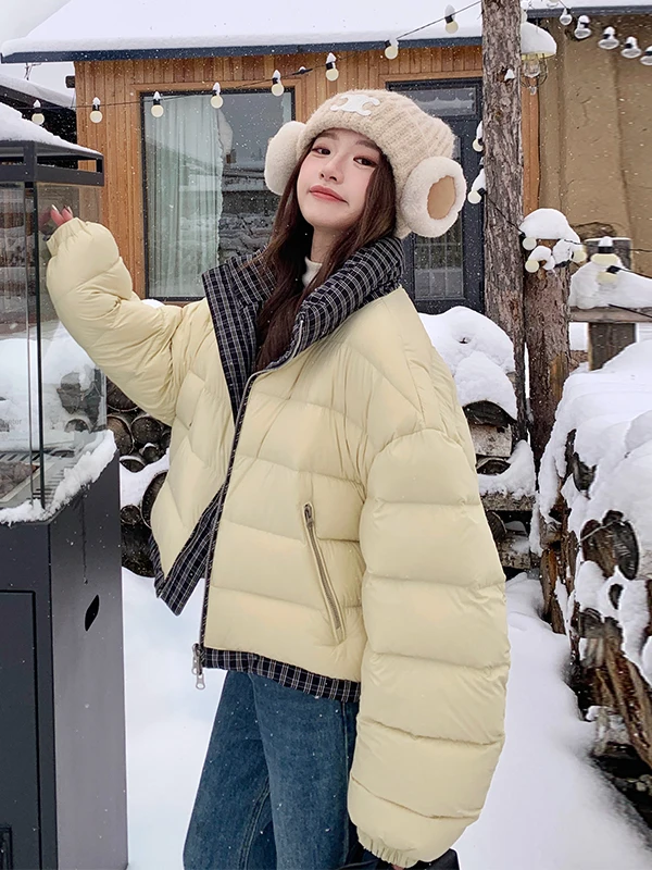 

Women's ort Puffer Jaet Bread ape White Du down Warmth Casual Sle Thiened Zipper Closure Quilted Design Winter Coat