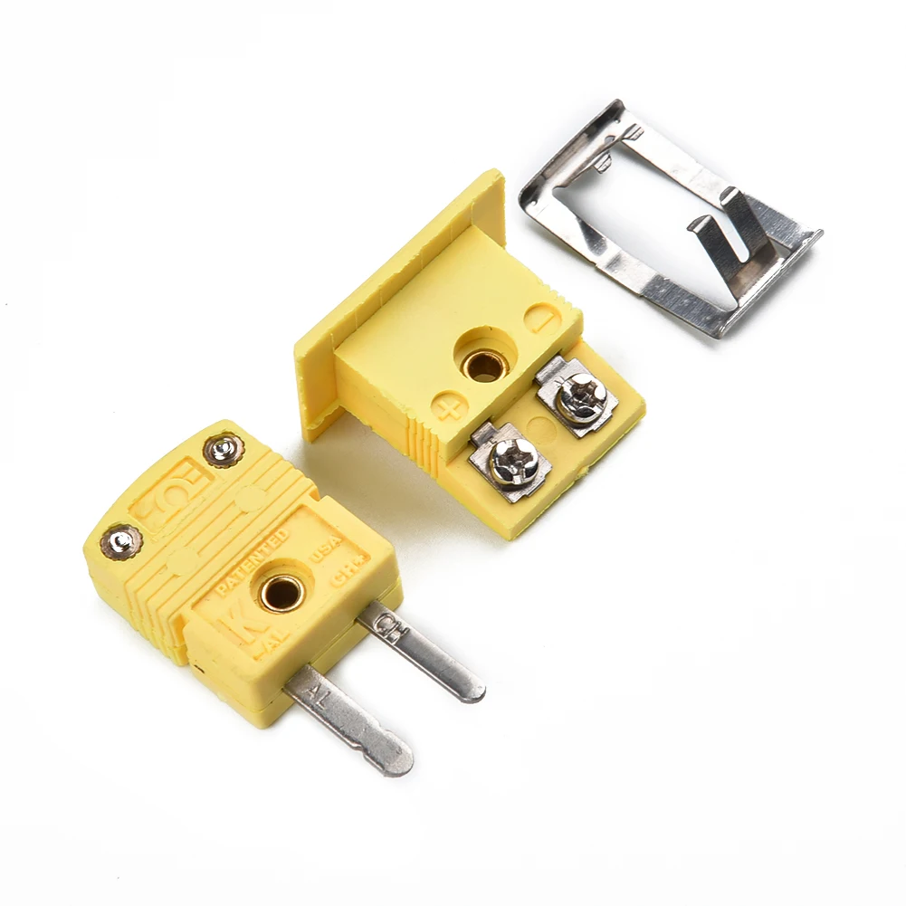 Imagem -02 - Conector de Liga Miniatura tipo k Soquete de Termopar Amarelo Adaptador de Plugue Mini Termômetro Universal Nylon