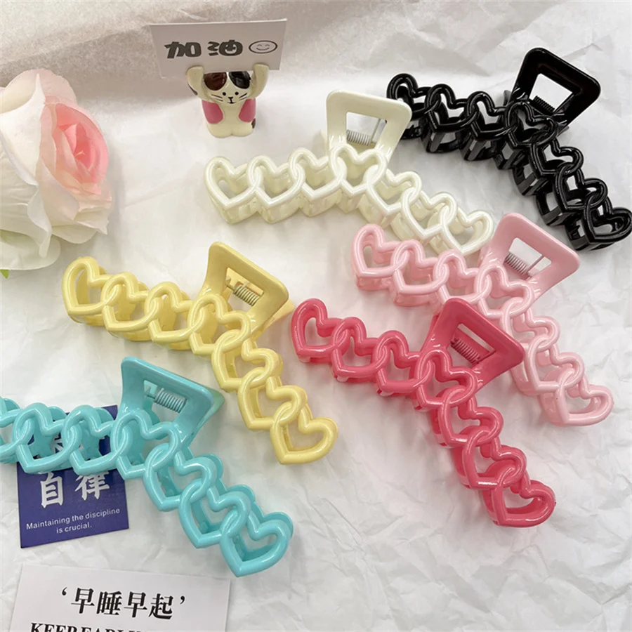 

New sweet Acrylic Hair Clip Heart Shape Hair Claw Women Girls Crab Claw Clips Barrettes Korean Hairpin Fashion Hair Accessories