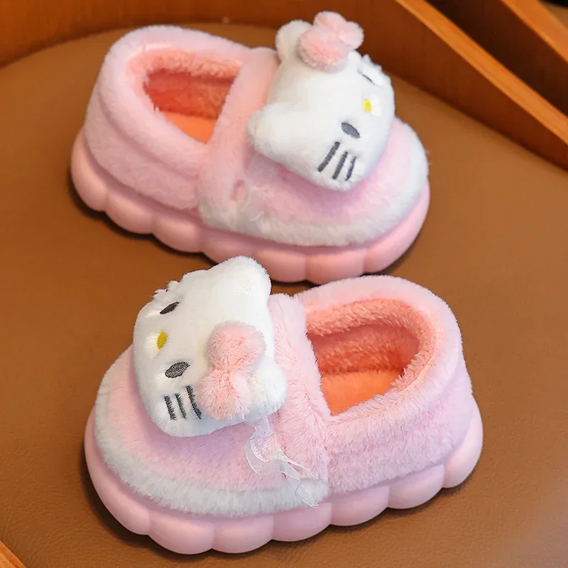 2024 New Winter Warm Cute Cartoon Indoor Mule Soft Non-slip Fluffy Slippers For Women Cover Heel Slides Ladies Home Cotton Shoes