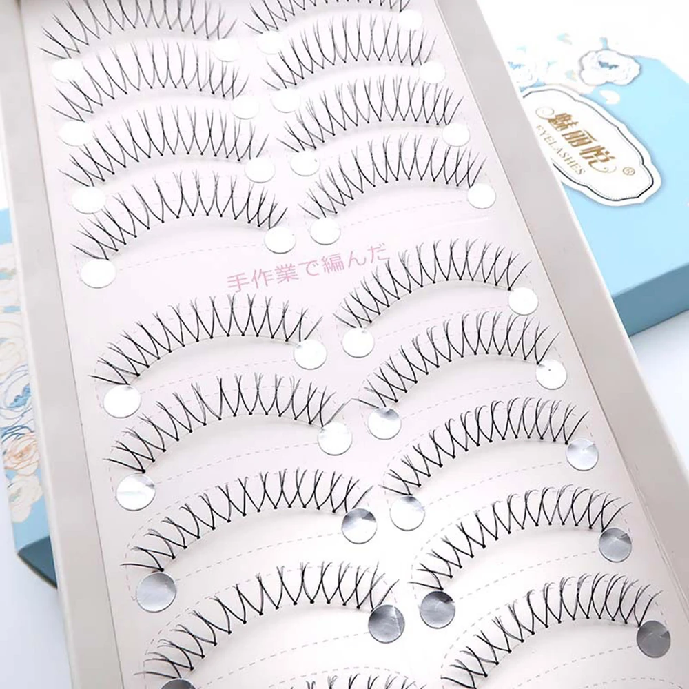 5/10 Pairs Korean False Eyelashes Thin Transparent Stem Eyelash Natural U-shaped Handmade Lashes Fake Eyelashes Makeup Tools