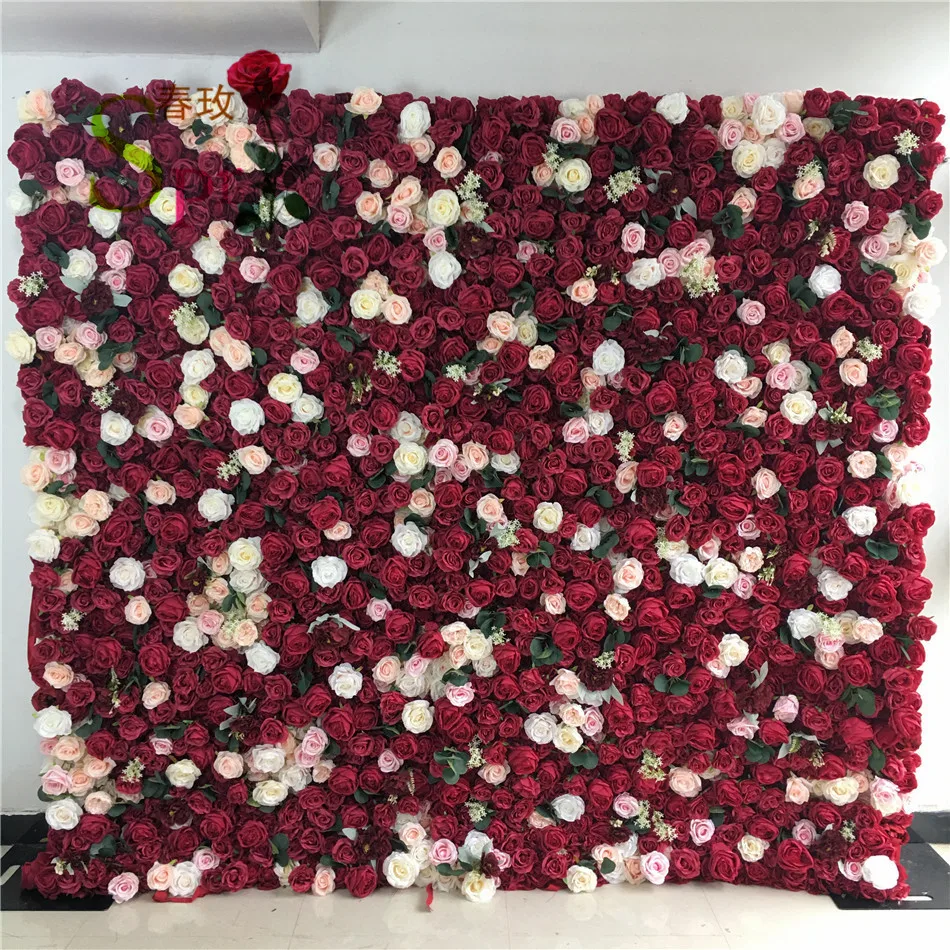 

SPR Flores Artificiais Restaurant and Wedding Ceremony Events Fabric Artificial Red Rose Decorative 3d Wall Panel