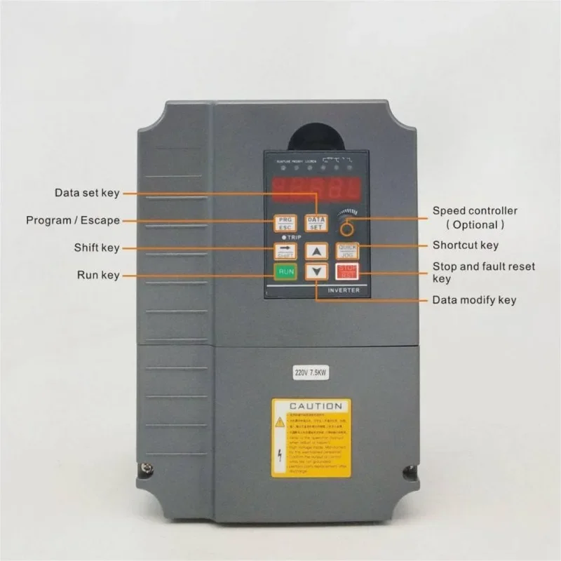 Prodotti di vendita caldi Convertitore monofase a trifase VFD da 10 HP 7,5 kW, utilizzato su motori trifase da 7,5 HP (5,5 kW) 34 A 200-230 V, ingresso