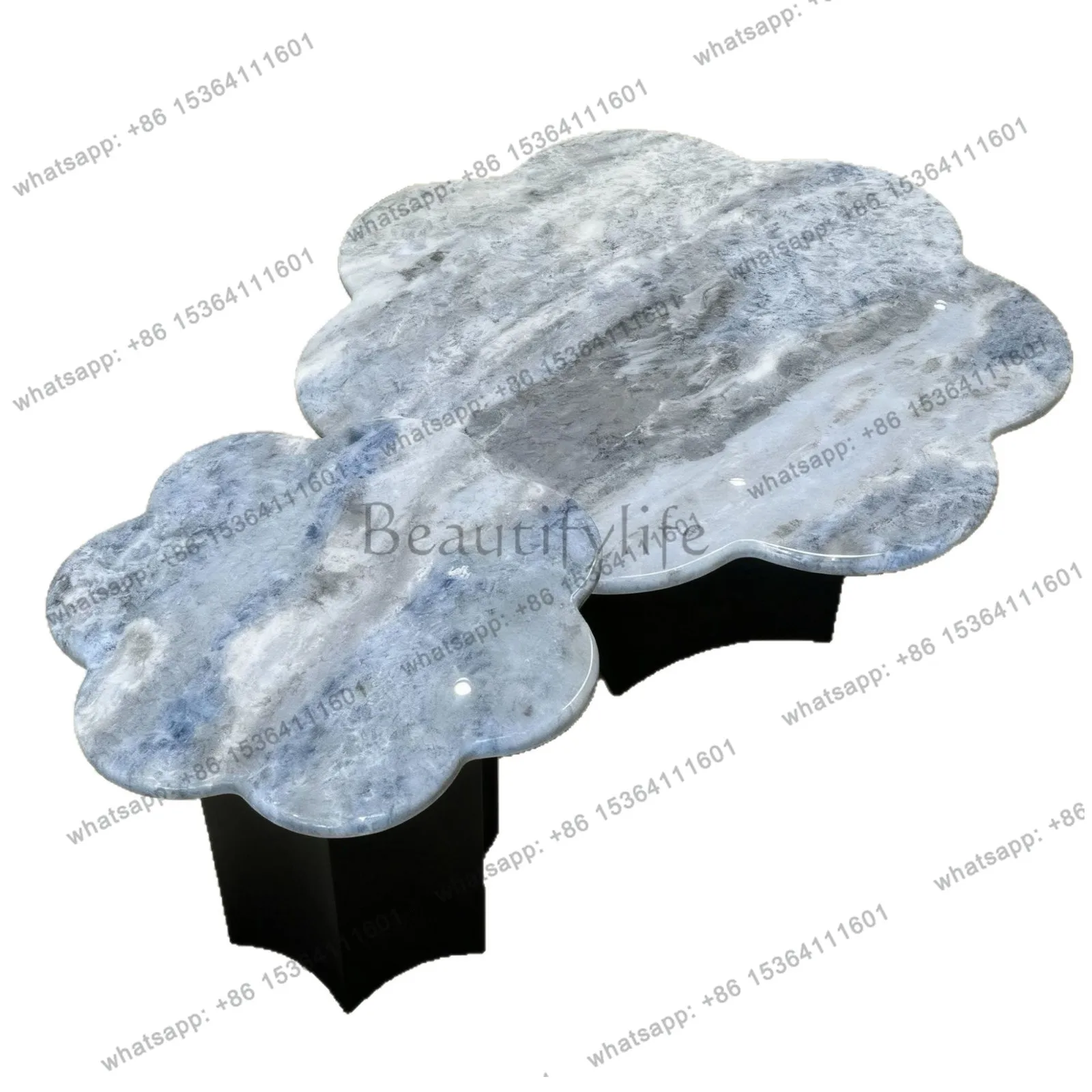 Pure handmade light luxury furniture minimalist marble square rectangular coffee table combination
