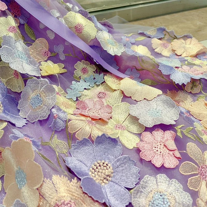 Handmade Luxury Dog Clothes Pet Supplies Long Trailing Dress Everything Is Reviving Fresh Taro Violet A Hundred Flowers Bloom