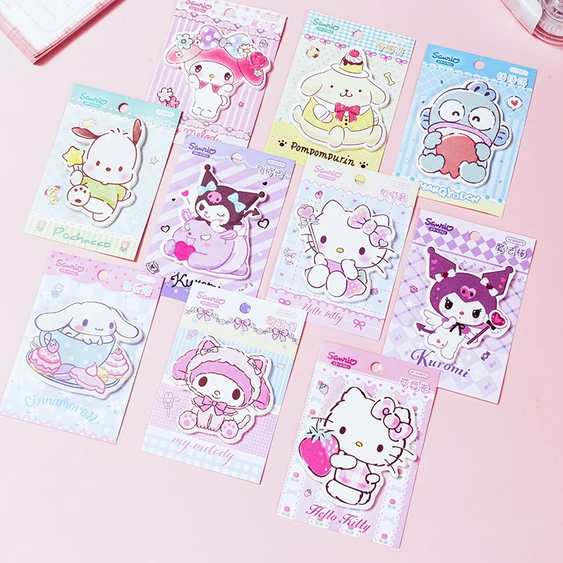 

10/60pcs Sanrio Kuromi Melody Kitty Hangyodon Memo Pad Sticky Notes Cute Stationery Label Planner Sticker Post School Supplies