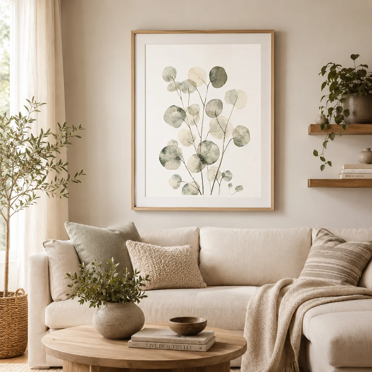 Serene Botanicals Poster,Canvas Wall Print,Modern Art Illustration,High‑Grade Home Decoration Artwork for Bedroom,Living Room,Of