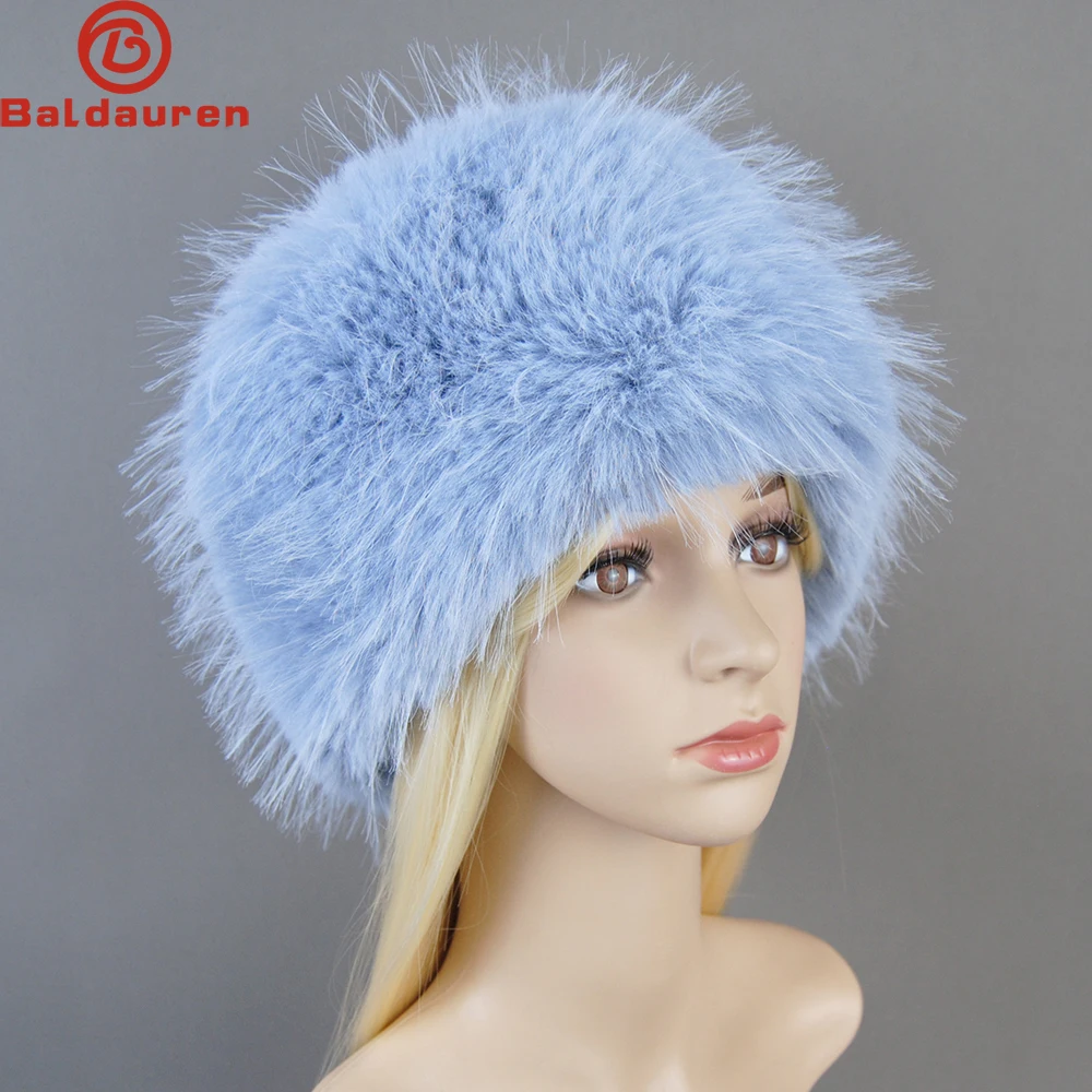 False Fox Fur Beanies Women Winter Warm Fluffy Popular Russia Style Female Round Cap Fashion False Fox Fur Hats