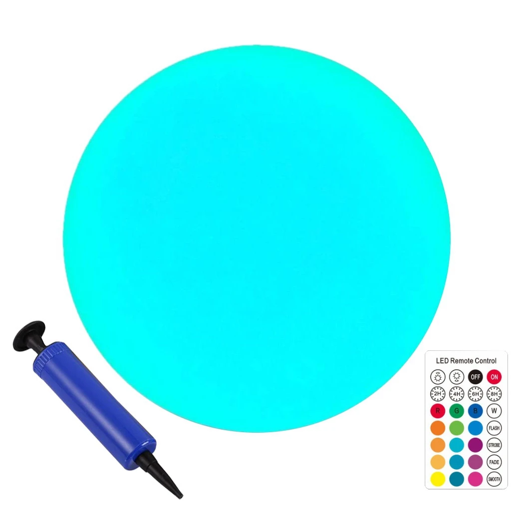 Floating Pool Light Inflatable Remote Control-1 Pack,Solar LED Glow Ball IP68 Waterproof Glowing Color Night Mood