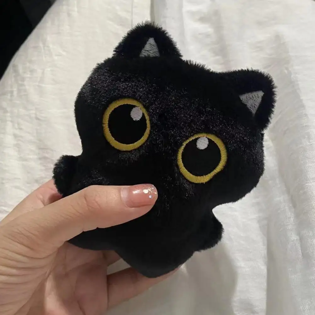 Pendentif en peluche fait à la main en forme de chat noir mignon, sac de beurre de chaton, cadeau adapté aux filles, petite décoration Kawaii, 10cm