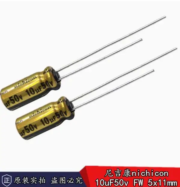 30pcs/lot Japanese original Nichicon FW 10uF 50v imported audio fever electrolytic capacitor 5x11mm free shipping